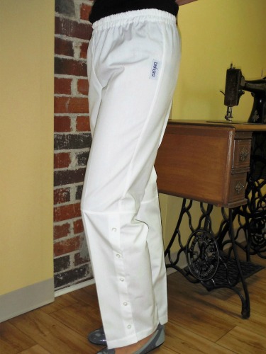 Pantalon taille élastique à jambes avec boutons décoratifs-Femmes